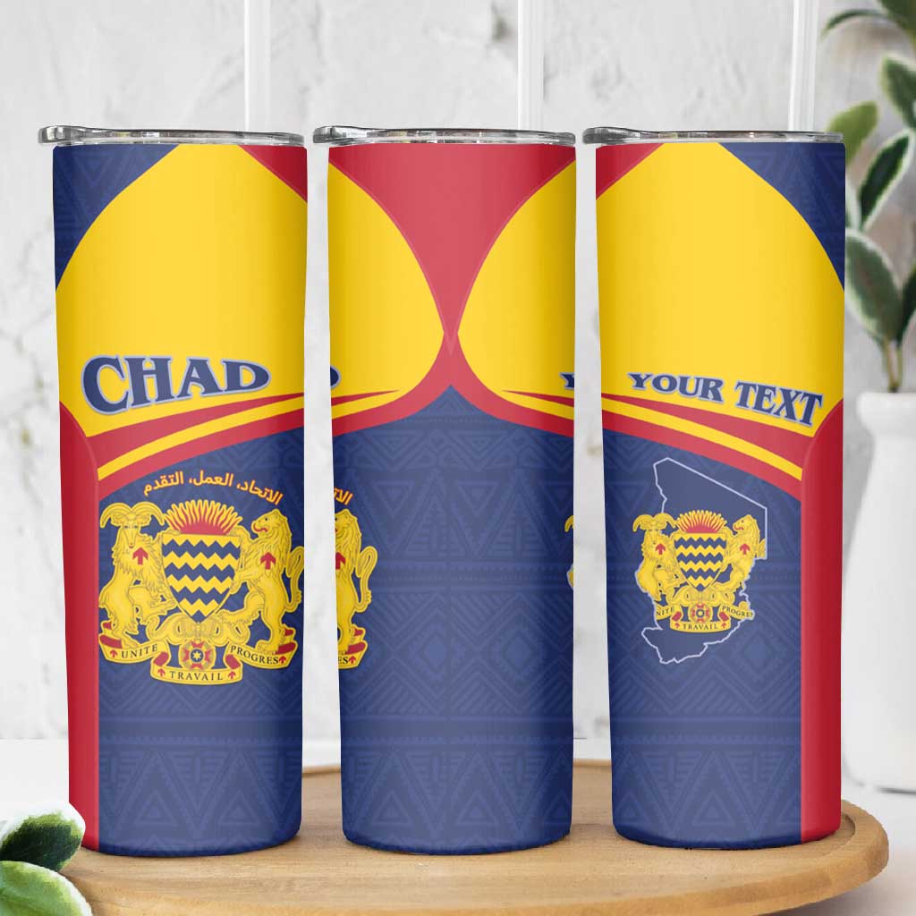 Afro Tchad Personalised Skinny Tumbler Coat Of Arms - African Pattern
