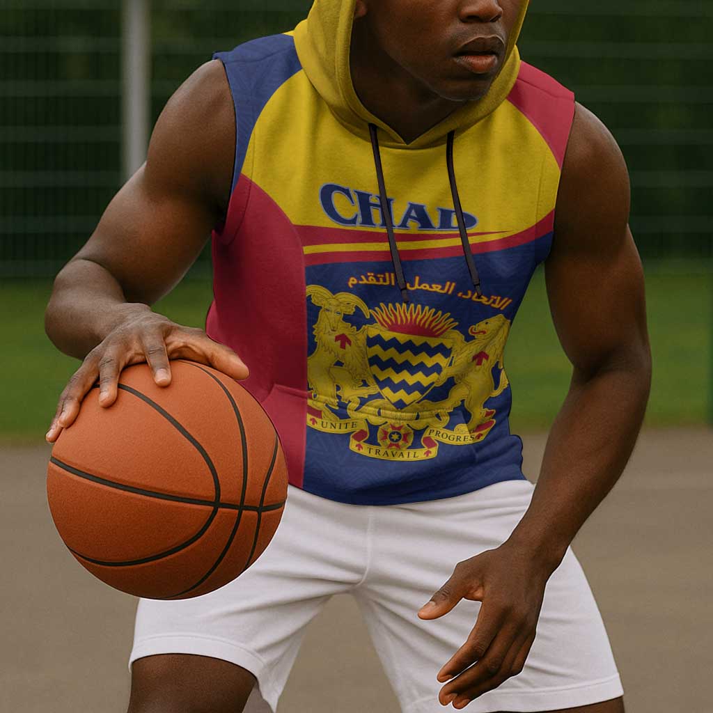 Afro Tchad Personalised Sleeveless Hoodie Coat Of Arms - African Pattern - African Pride