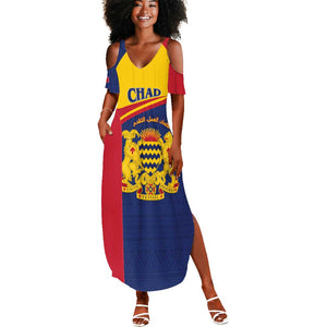 Afro Tchad Personalised Summer Maxi Dress Coat Of Arms - African Pattern