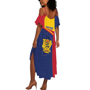 Afro Tchad Personalised Summer Maxi Dress Coat Of Arms - African Pattern