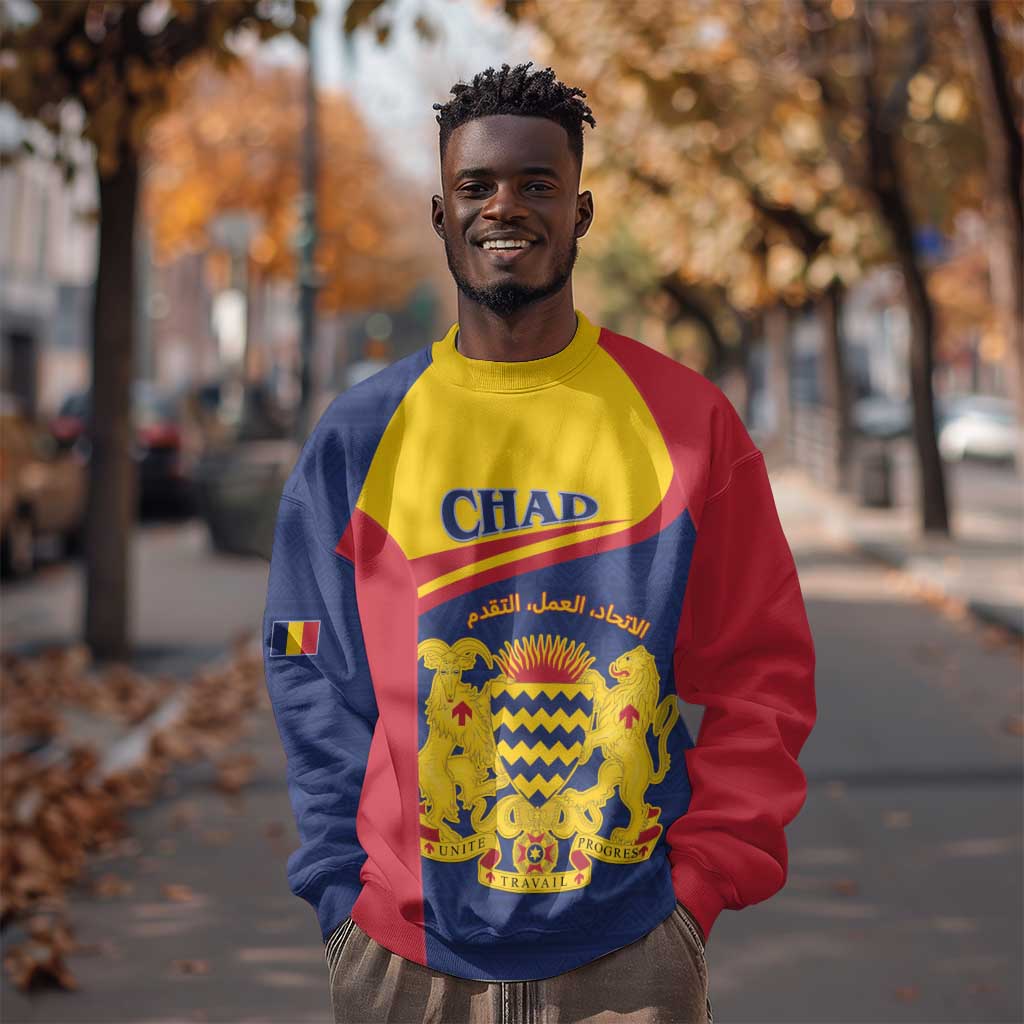 Afro Tchad Personalised Sweatshirt Coat Of Arms - African Pattern
