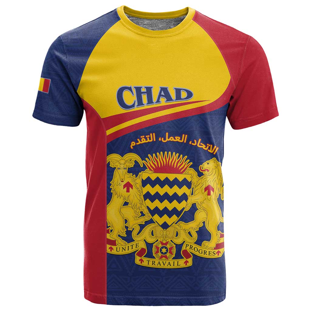 Afro Tchad Personalised T shirt Coat Of Arms - African Pattern