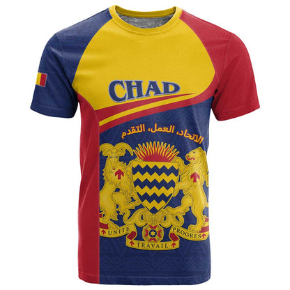 Afro Tchad Personalised T shirt Coat Of Arms - African Pattern
