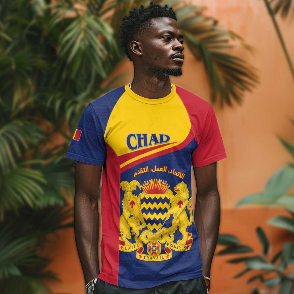Afro Tchad Personalised T shirt Coat Of Arms - African Pattern