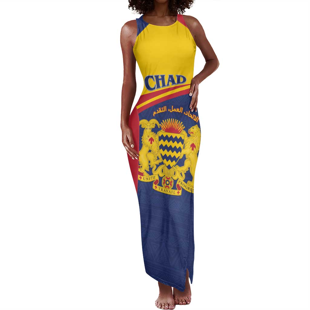 Afro Tchad Personalised Tank Maxi Dress Coat Of Arms - African Pattern