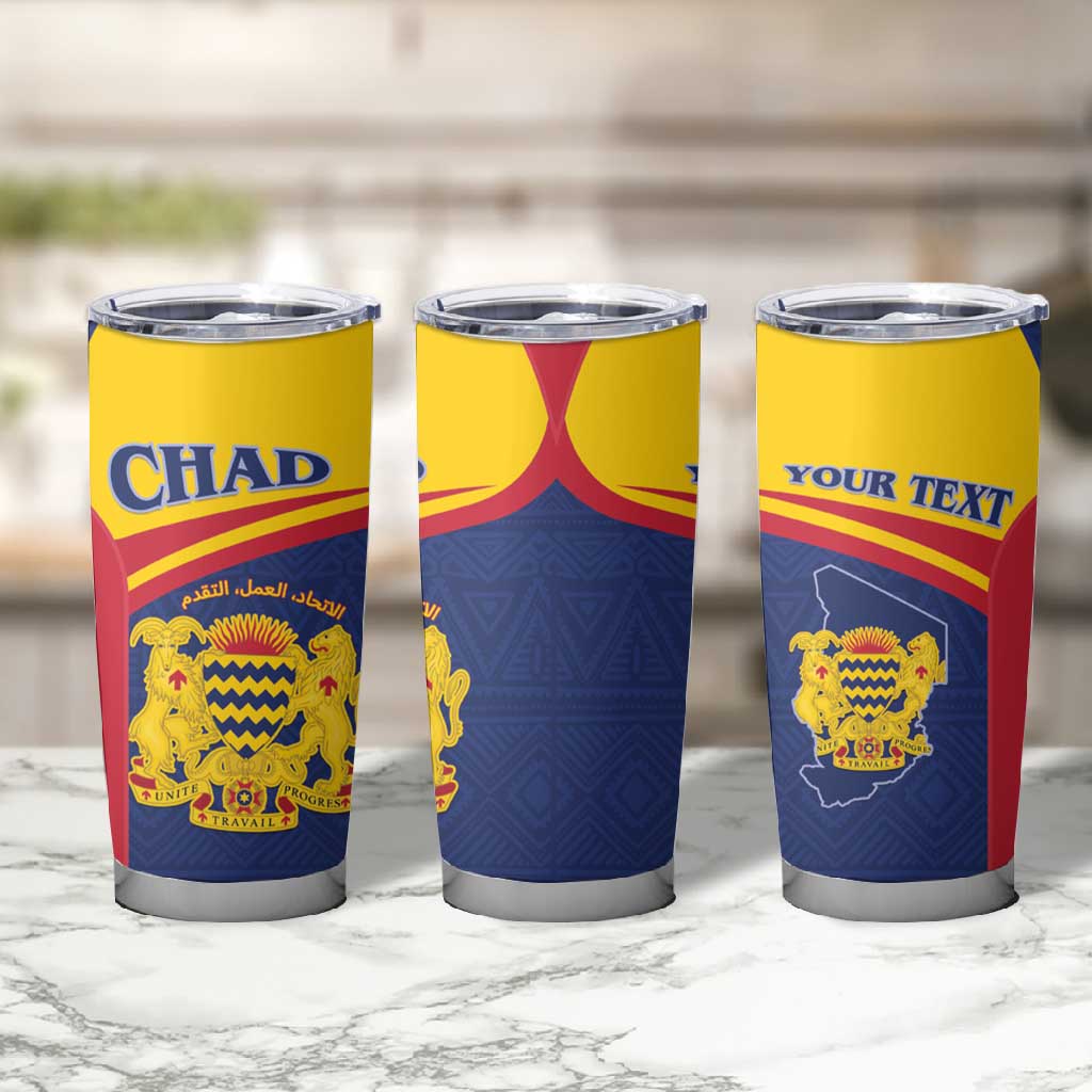 Afro Tchad Personalised Tumbler Cup Coat Of Arms - African Pattern