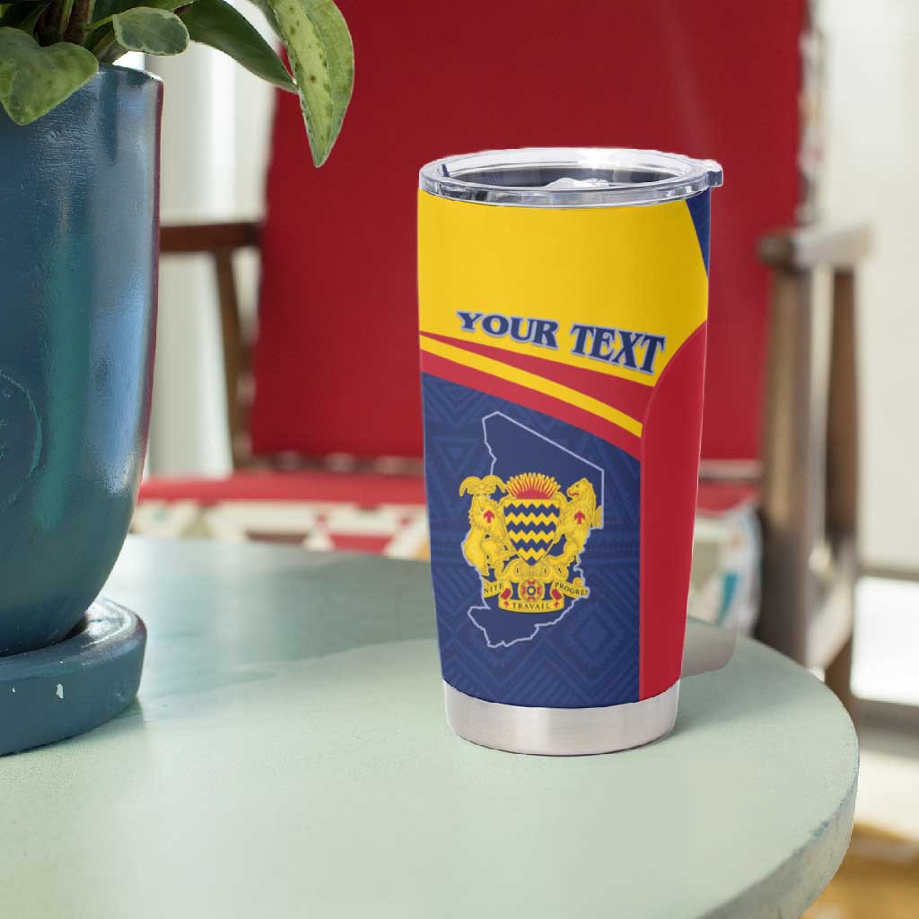 Afro Tchad Personalised Tumbler Cup Coat Of Arms - African Pattern