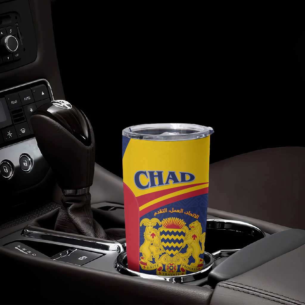 Afro Tchad Personalised Tumbler Cup Coat Of Arms - African Pattern