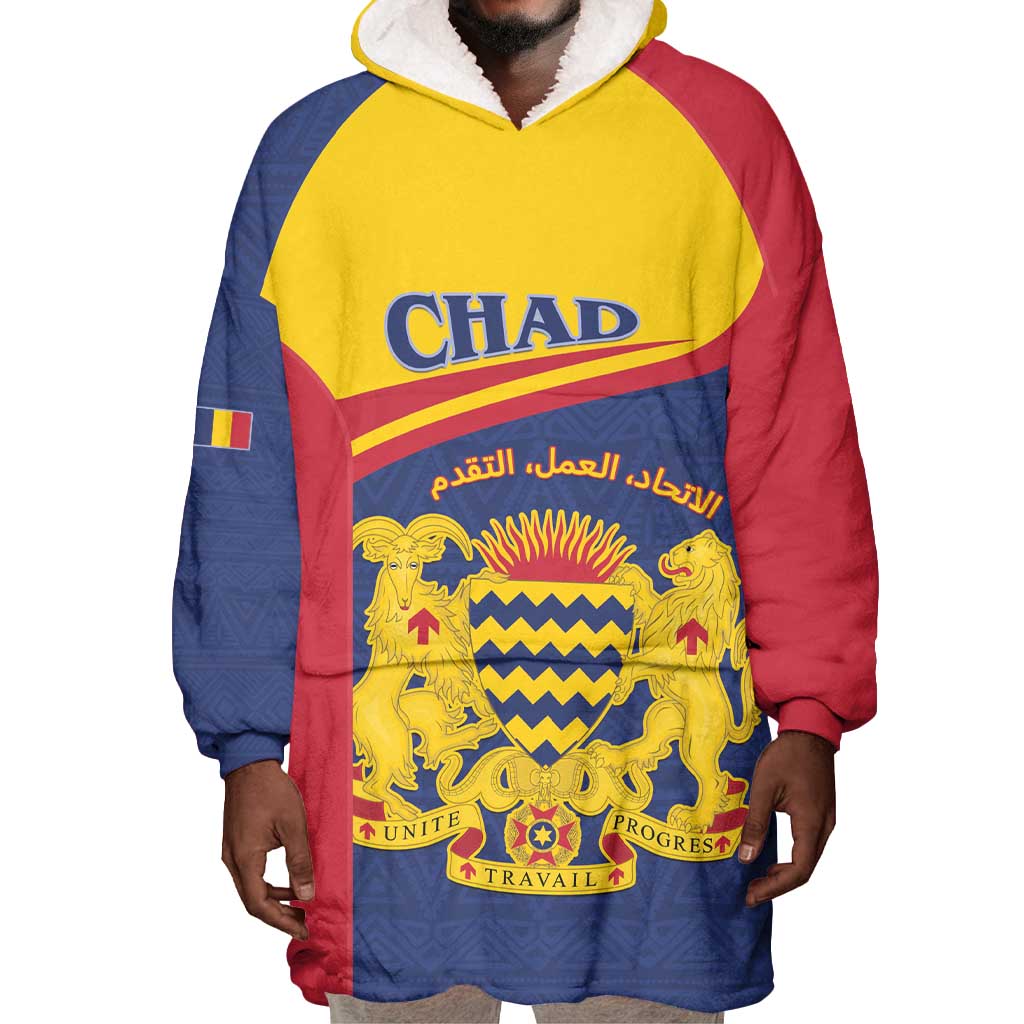 Afro Tchad Personalised Wearable Blanket Hoodie Coat Of Arms - African Pattern