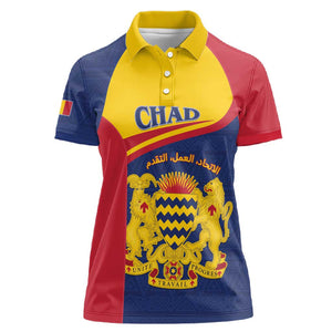 Afro Tchad Personalised Women Polo Shirt Coat Of Arms - African Pattern