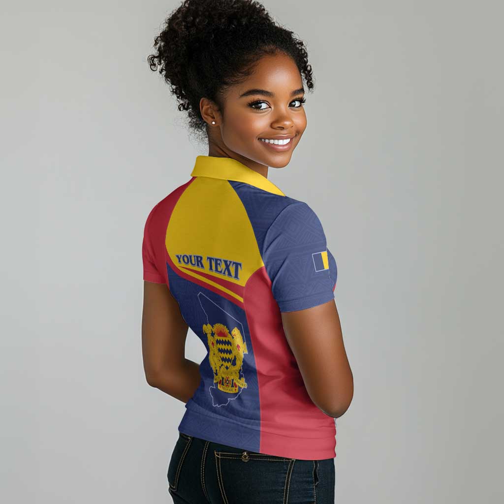 Afro Tchad Personalised Women Polo Shirt Coat Of Arms - African Pattern