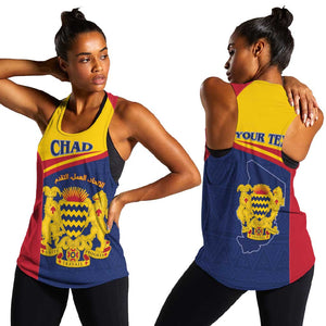 Afro Tchad Personalised Women Racerback Tank Coat Of Arms - African Pattern