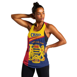Afro Tchad Personalised Women Racerback Tank Coat Of Arms - African Pattern