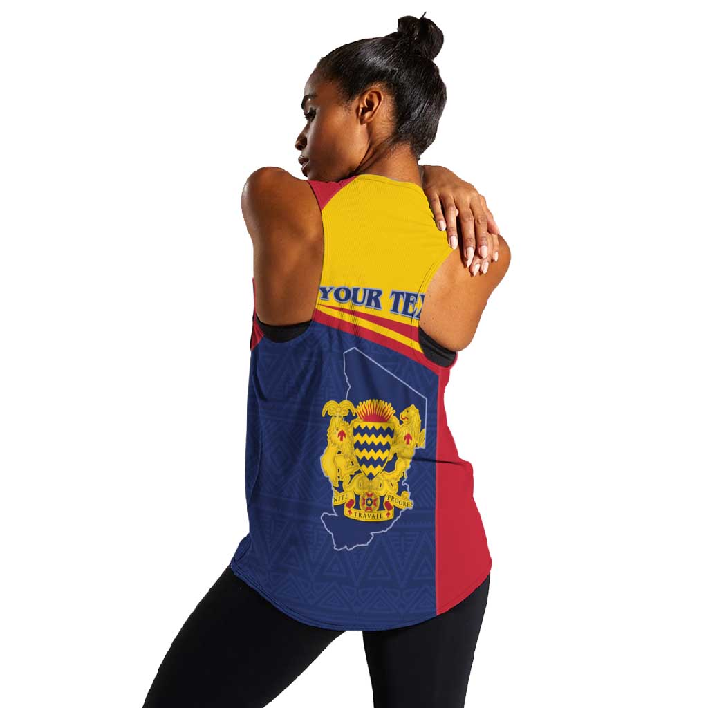 Afro Tchad Personalised Women Racerback Tank Coat Of Arms - African Pattern