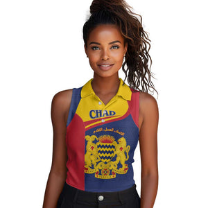 Afro Tchad Personalised Women Sleeveless Polo Shirt Coat Of Arms - African Pattern
