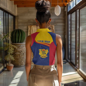 Afro Tchad Personalised Women Sleeveless Polo Shirt Coat Of Arms - African Pattern