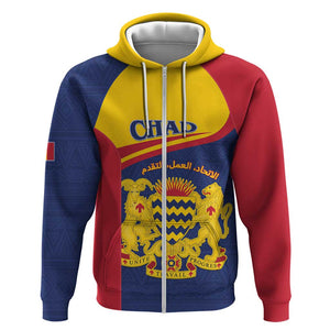 Afro Tchad Personalised Zip Hoodie Coat Of Arms - African Pattern