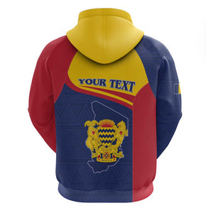 Afro Tchad Personalised Zip Hoodie Coat Of Arms - African Pattern