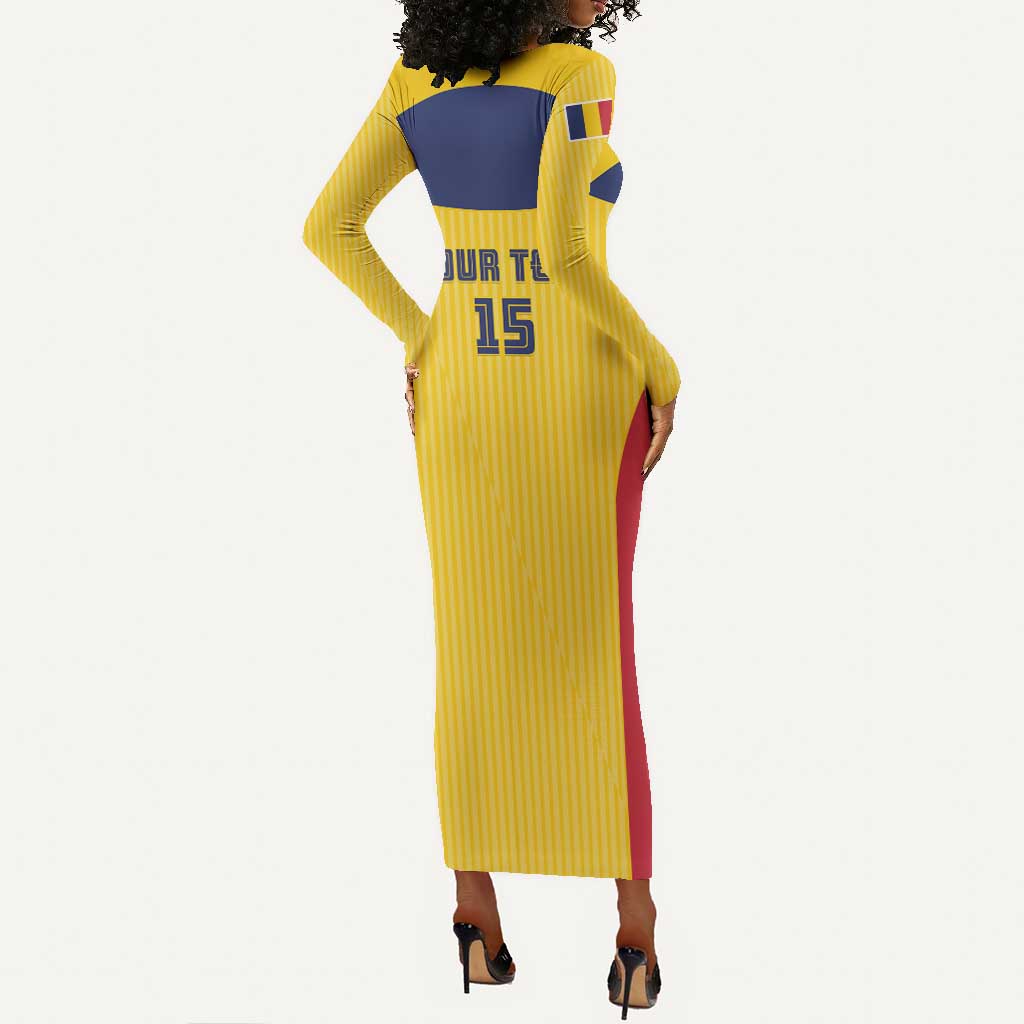 Custom Chad Football Long Sleeve Bodycon Dress Go Champions by AfricanPride Custom Chad Football Long Sleeve Bodycon Dress Go Champions by AfricanPride