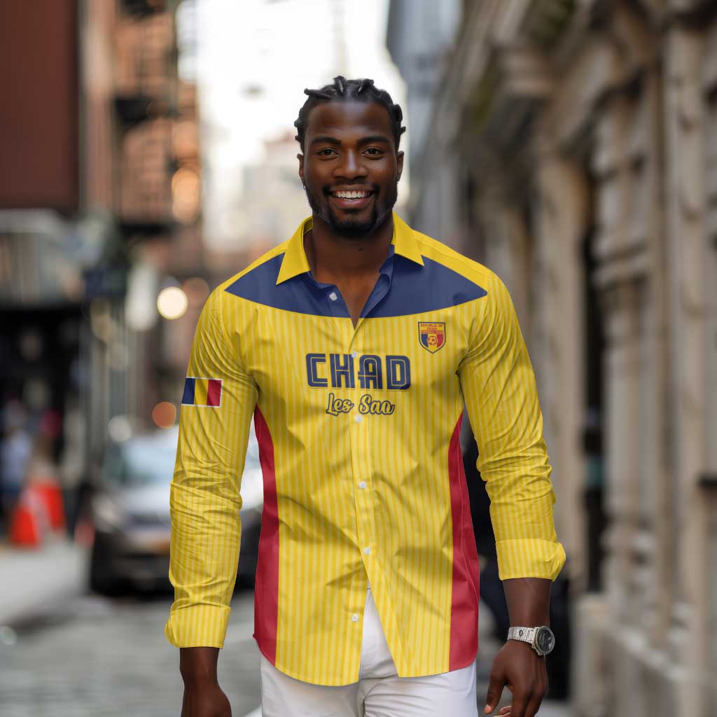 Custom Chad Football Long Sleeve Button Shirt Go Champions