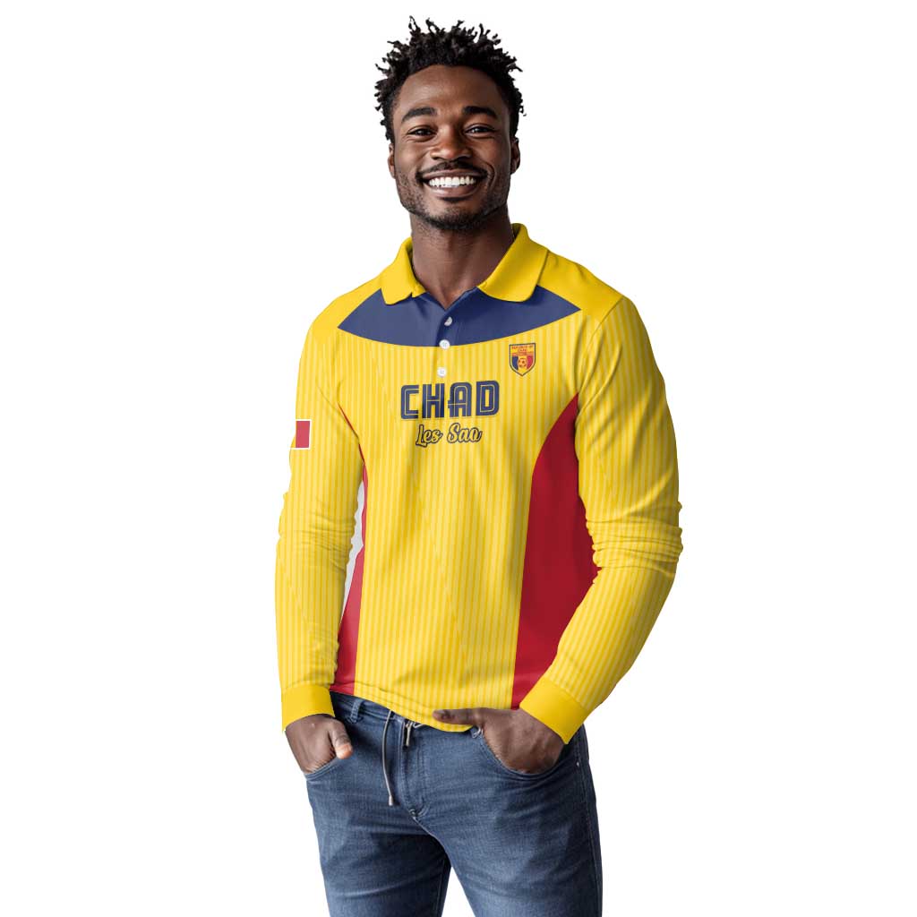 Custom Chad Football Long Sleeve Polo Shirt Go Champions