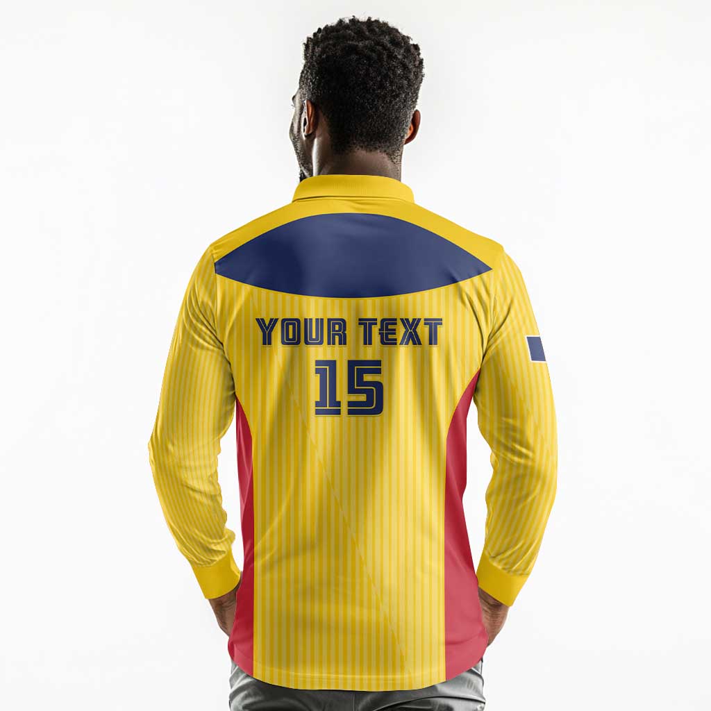 Custom Chad Football Long Sleeve Polo Shirt Go Champions