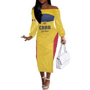 Custom Chad Football Off The Shoulder Long Sleeve Dress Go Champions