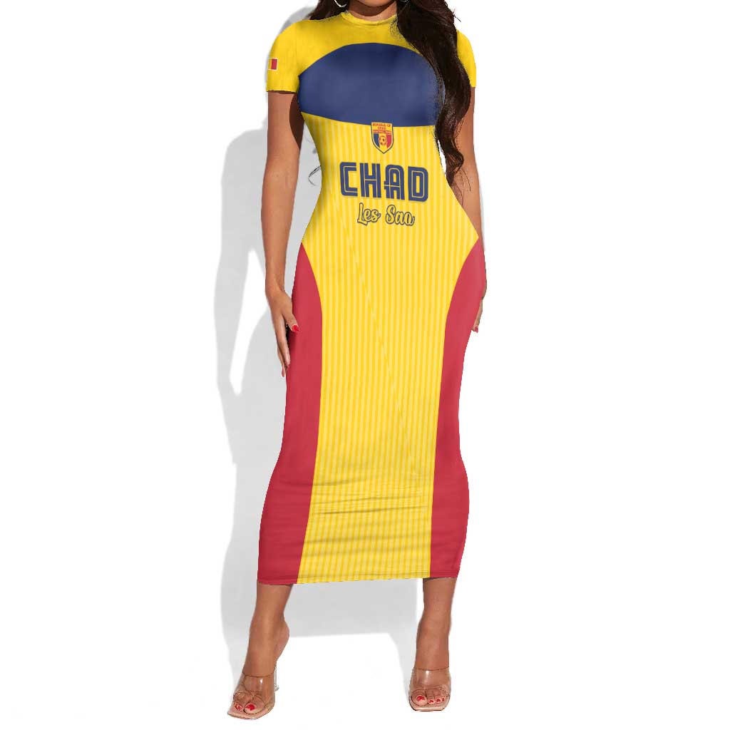 Custom Chad Football Short Sleeve Bodycon Dress Go Champions