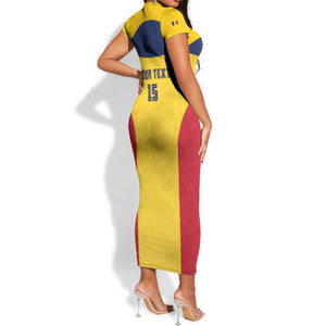 Custom Chad Football Short Sleeve Bodycon Dress Go Champions
