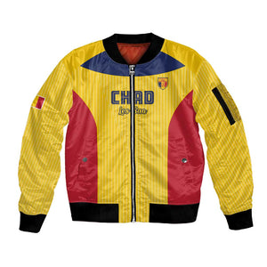 Custom Chad Football Sleeve Zip Bomber Jacket Go Champions