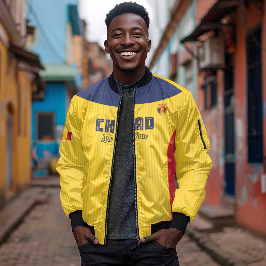 Custom Chad Football Sleeve Zip Bomber Jacket Go Champions