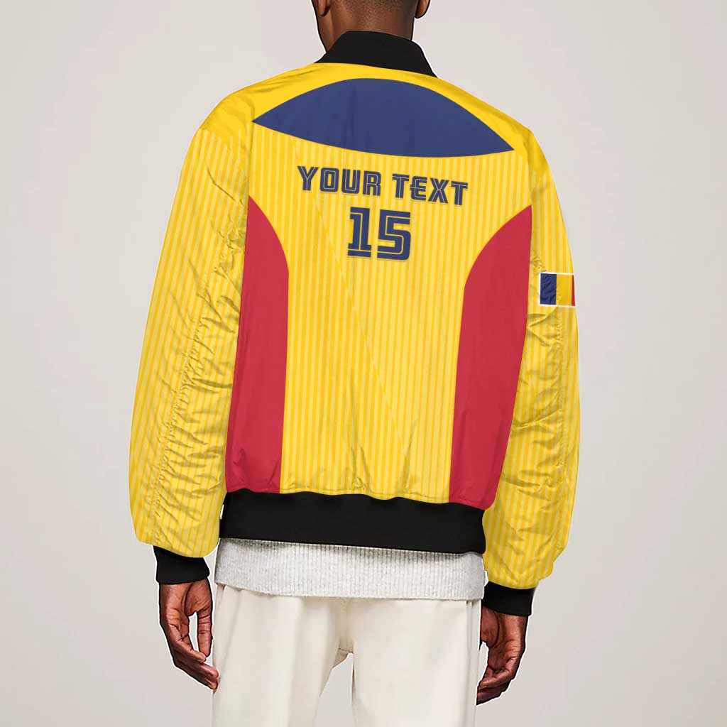 Custom Chad Football Sleeve Zip Bomber Jacket Go Champions