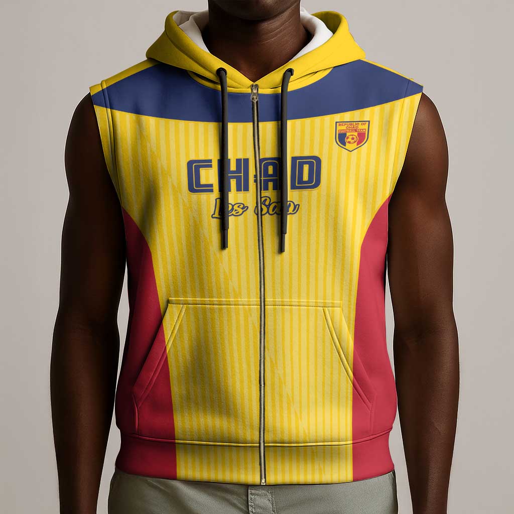 Custom Chad Football Sleeveless Zip Hoodie Go Champions - African Pride