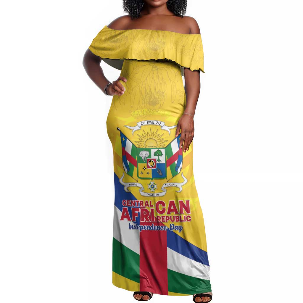 Personalised CAR Off Shoulder Maxi Dress Happy 65th Independence Day