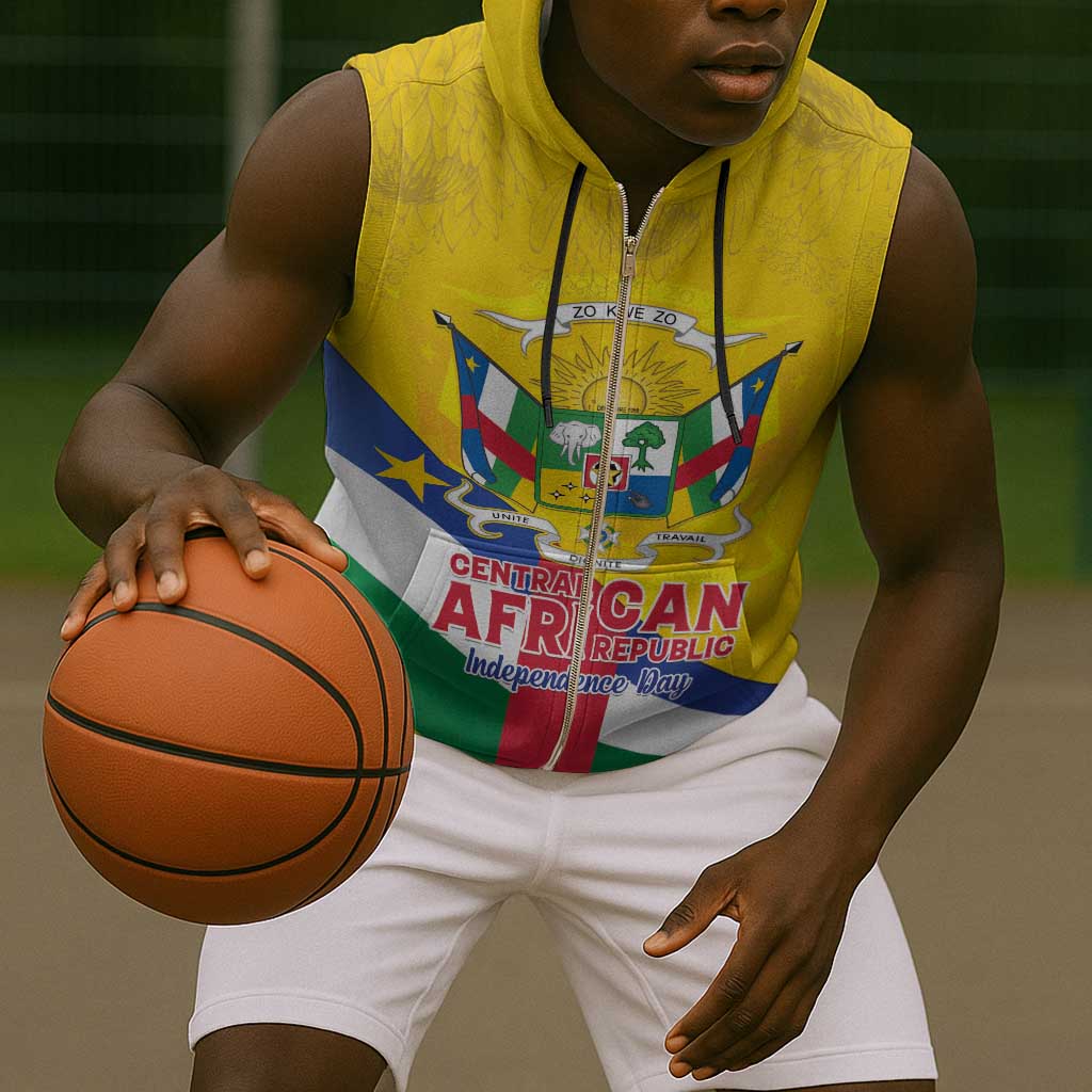 Personalised CAR Sleeveless Zip Hoodie Happy 65th Independence Day - African Pride