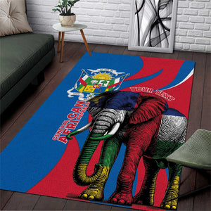 Personalised Central African Republic Elephant Area Rug Coat Of Arms With Map