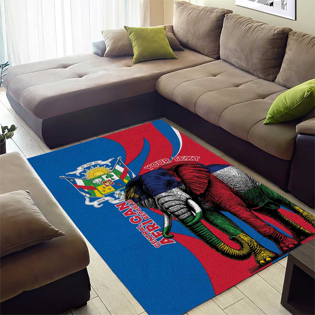Personalised Central African Republic Elephant Area Rug Coat Of Arms With Map