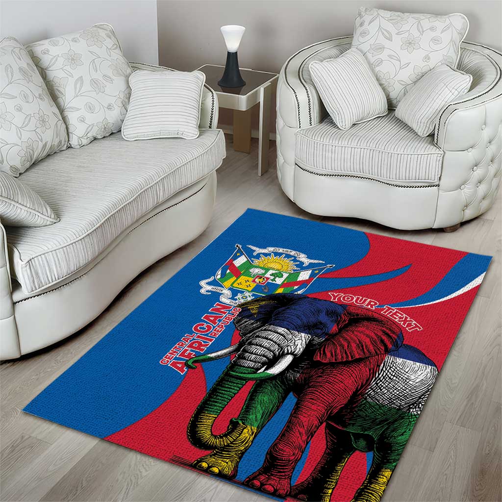Personalised Central African Republic Elephant Area Rug Coat Of Arms With Map