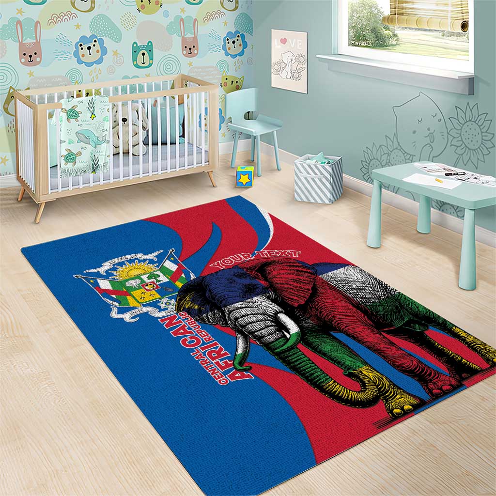 Personalised Central African Republic Elephant Area Rug Coat Of Arms With Map