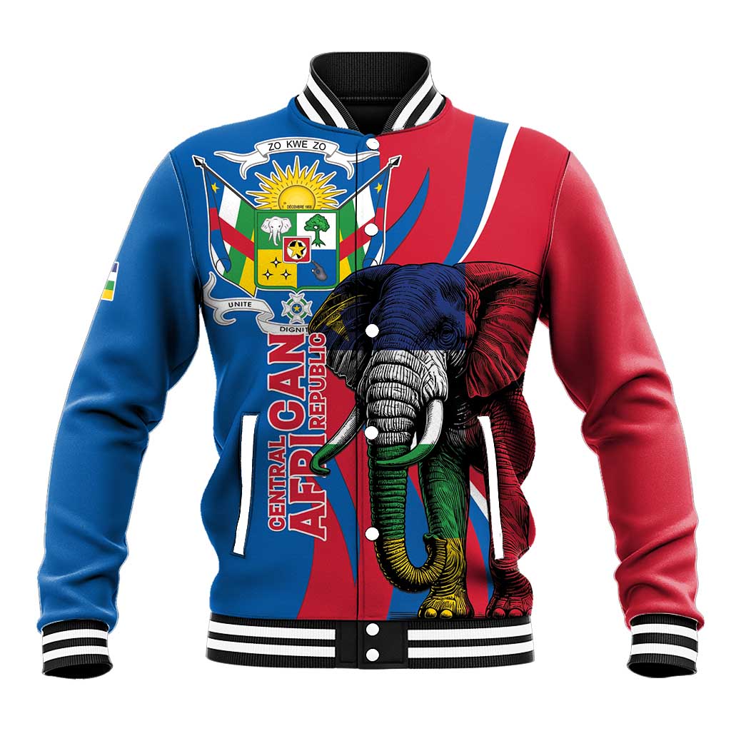 Personalised Central African Republic Elephant Baseball Jacket Coat Of Arms With Map