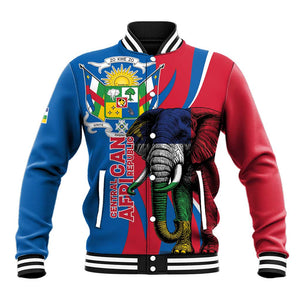 Personalised Central African Republic Elephant Baseball Jacket Coat Of Arms With Map
