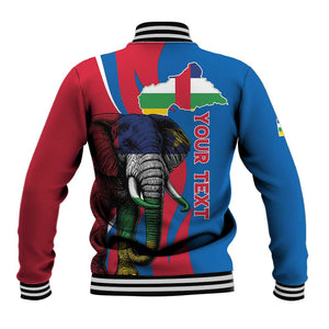 Personalised Central African Republic Elephant Baseball Jacket Coat Of Arms With Map