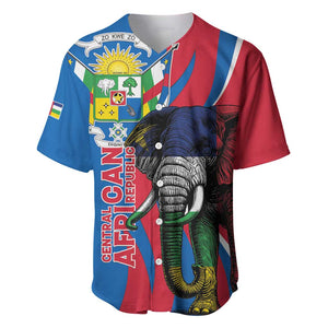 Personalised Central African Republic Elephant Baseball Jersey Coat Of Arms With Map