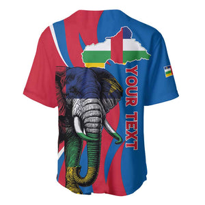 Personalised Central African Republic Elephant Baseball Jersey Coat Of Arms With Map