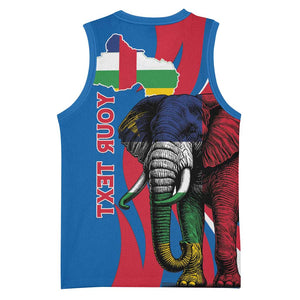 Personalised Central African Republic Elephant Basketball Jersey Coat Of Arms With Map - African Pride