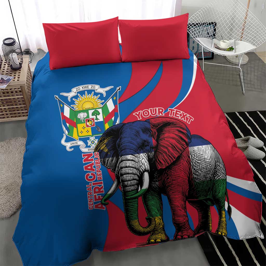 Personalised Central African Republic Elephant Bedding Set Coat Of Arms With Map