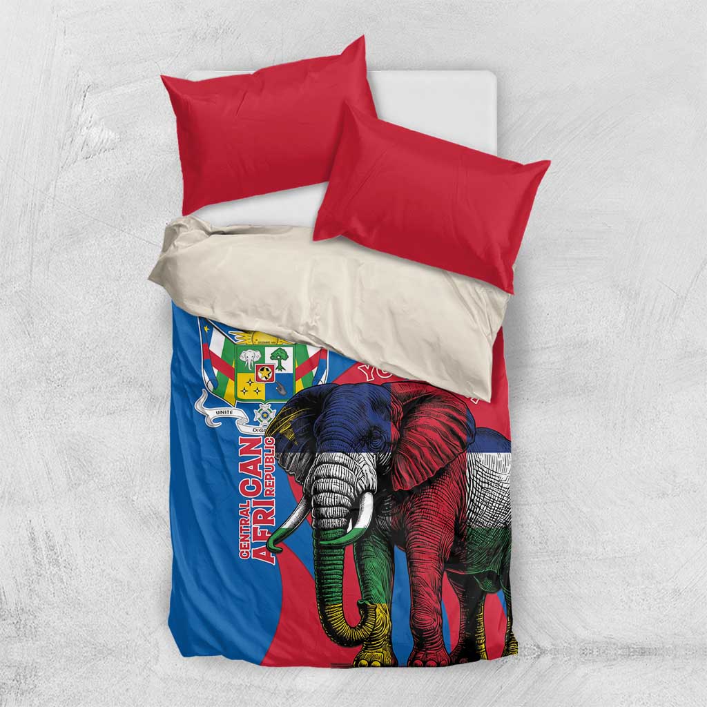 Personalised Central African Republic Elephant Bedding Set Coat Of Arms With Map