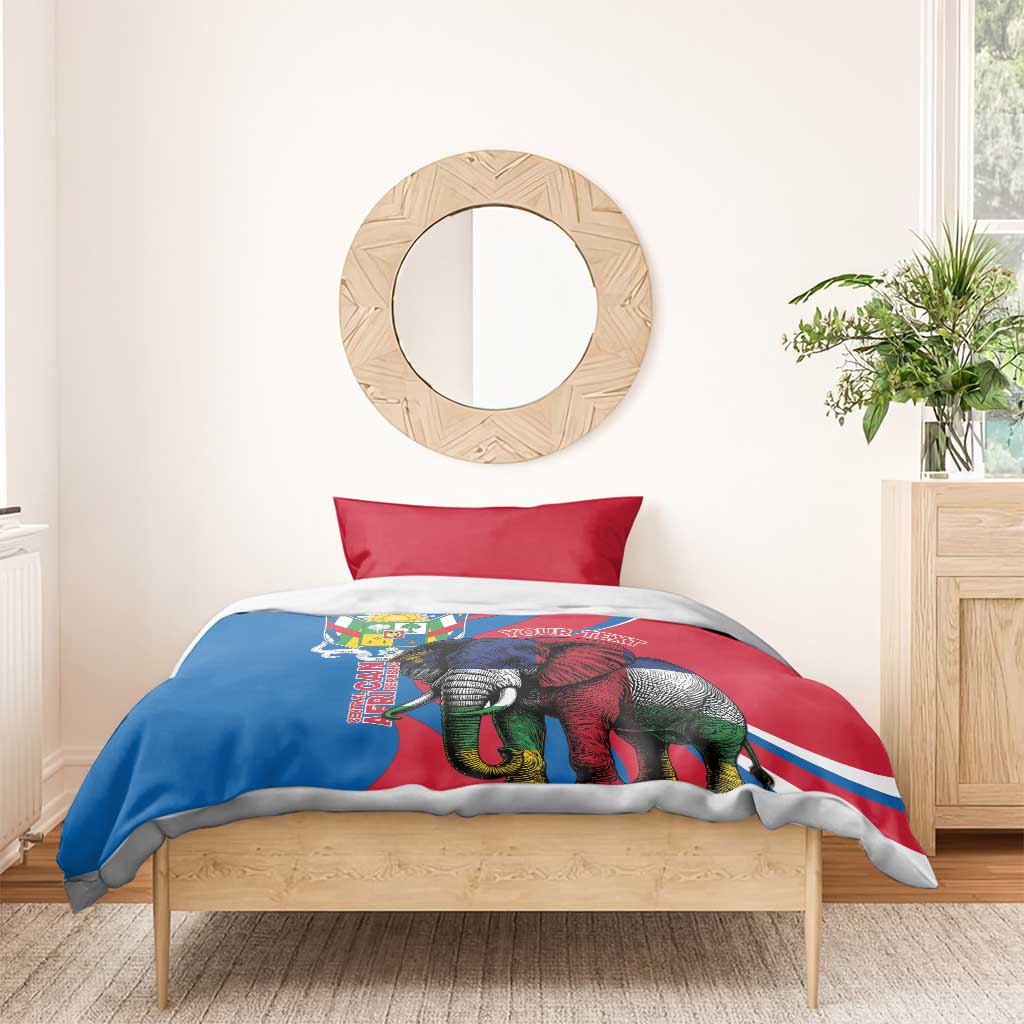 Personalised Central African Republic Elephant Bedding Set Coat Of Arms With Map