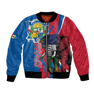 Personalised Central African Republic Elephant Bomber Jacket Coat Of Arms With Map