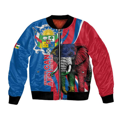Personalised Central African Republic Elephant Bomber Jacket Coat Of Arms With Map
